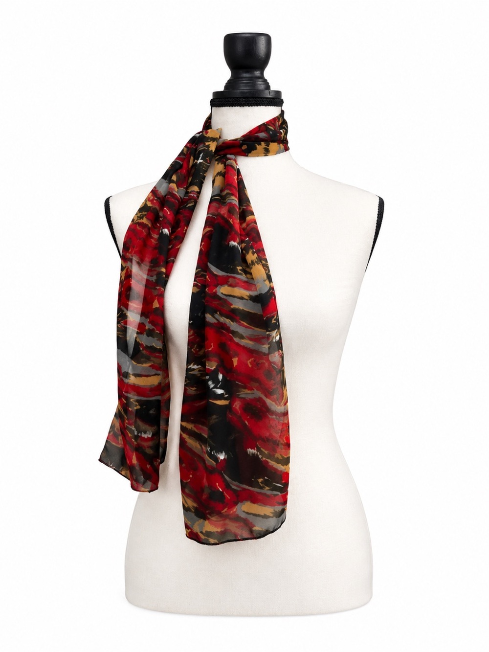 Red, Black, Tan, & Gray Scarf